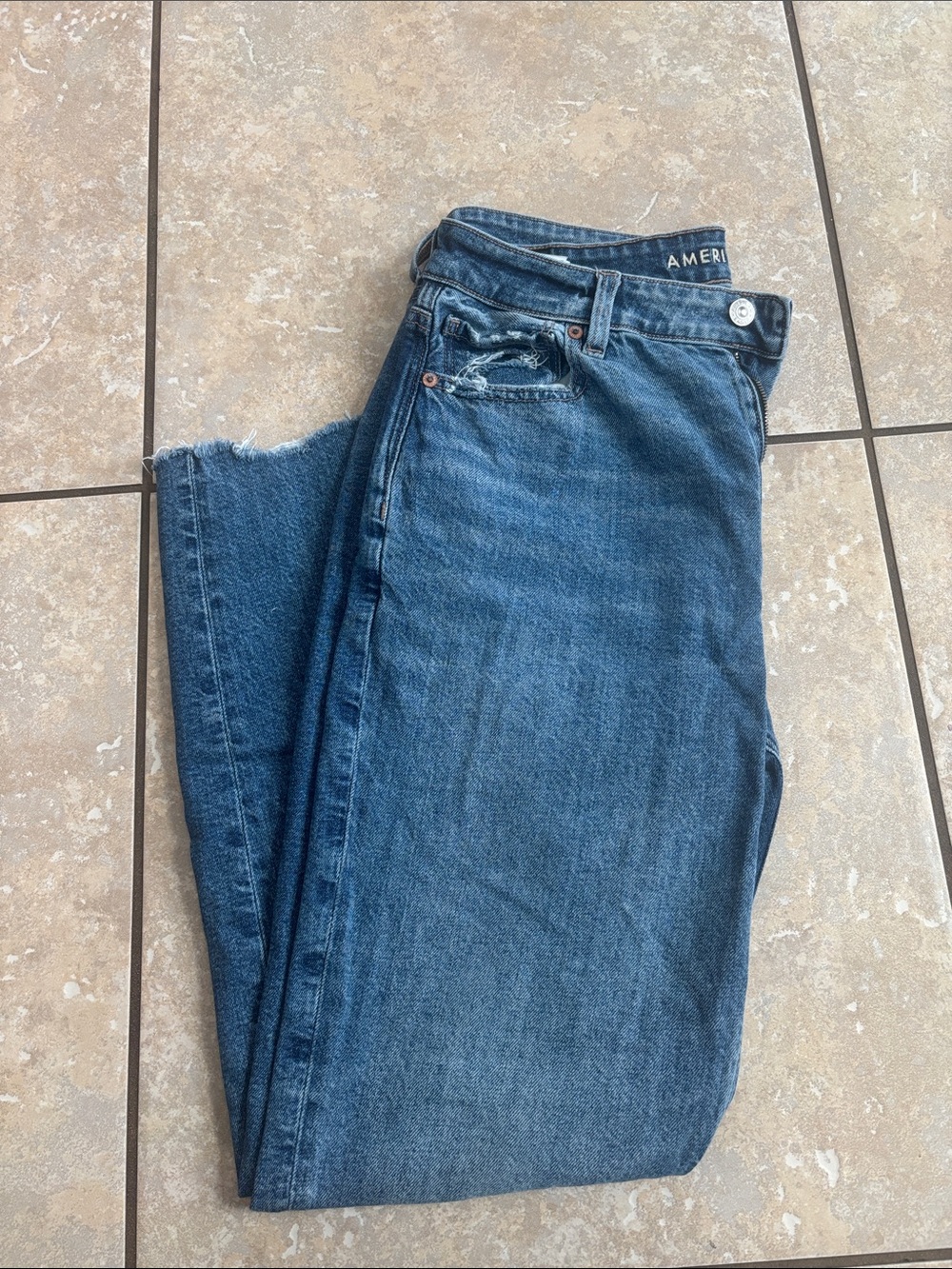 American Eagle Outfitters Deep Sea Blue Strigid Mom Jeans -Sz 8